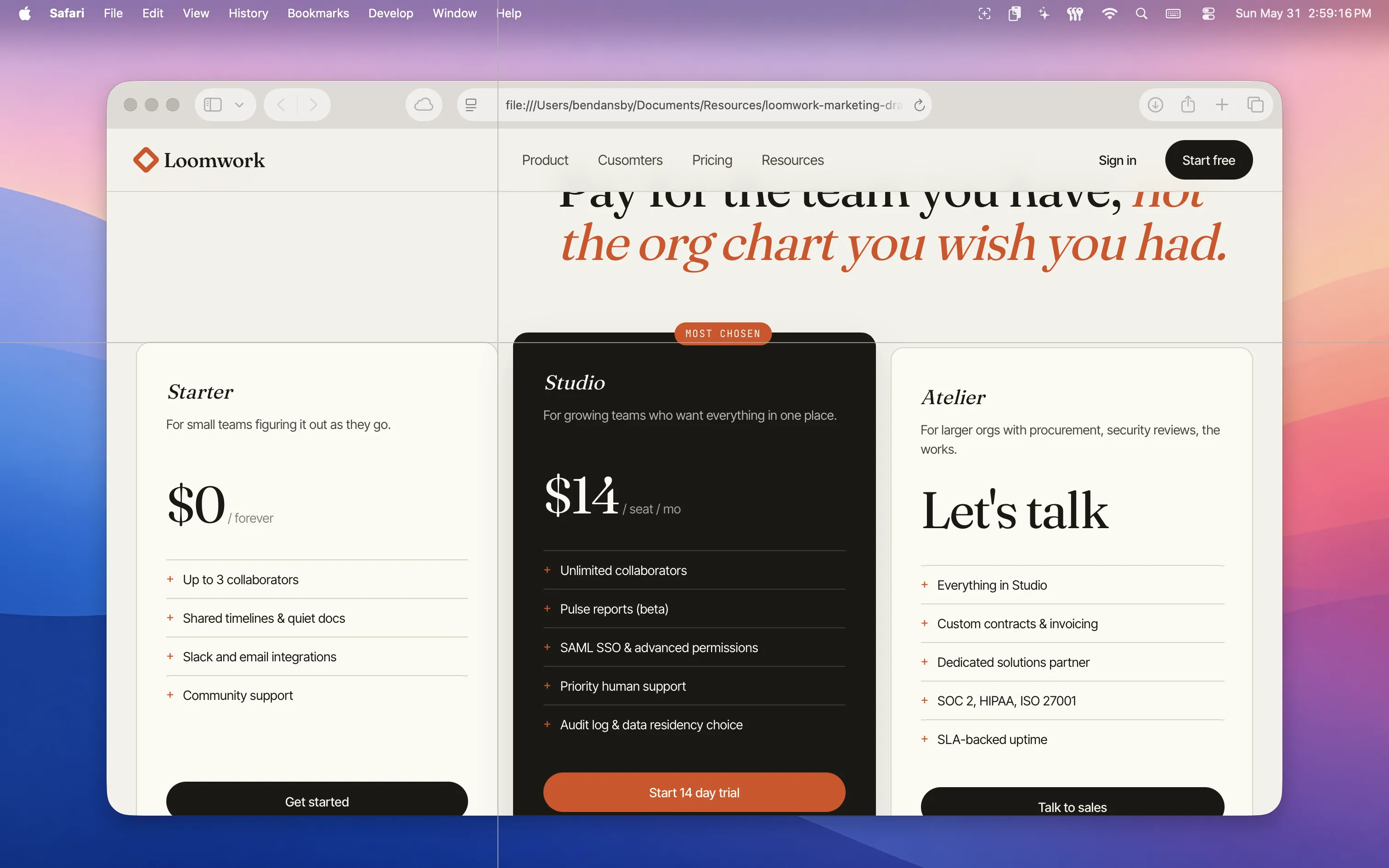 Crosshair overlay on a marketing page
