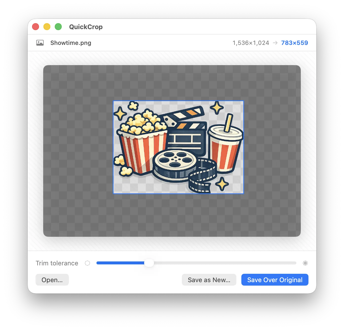 QuickCrop cropping an image to its artwork