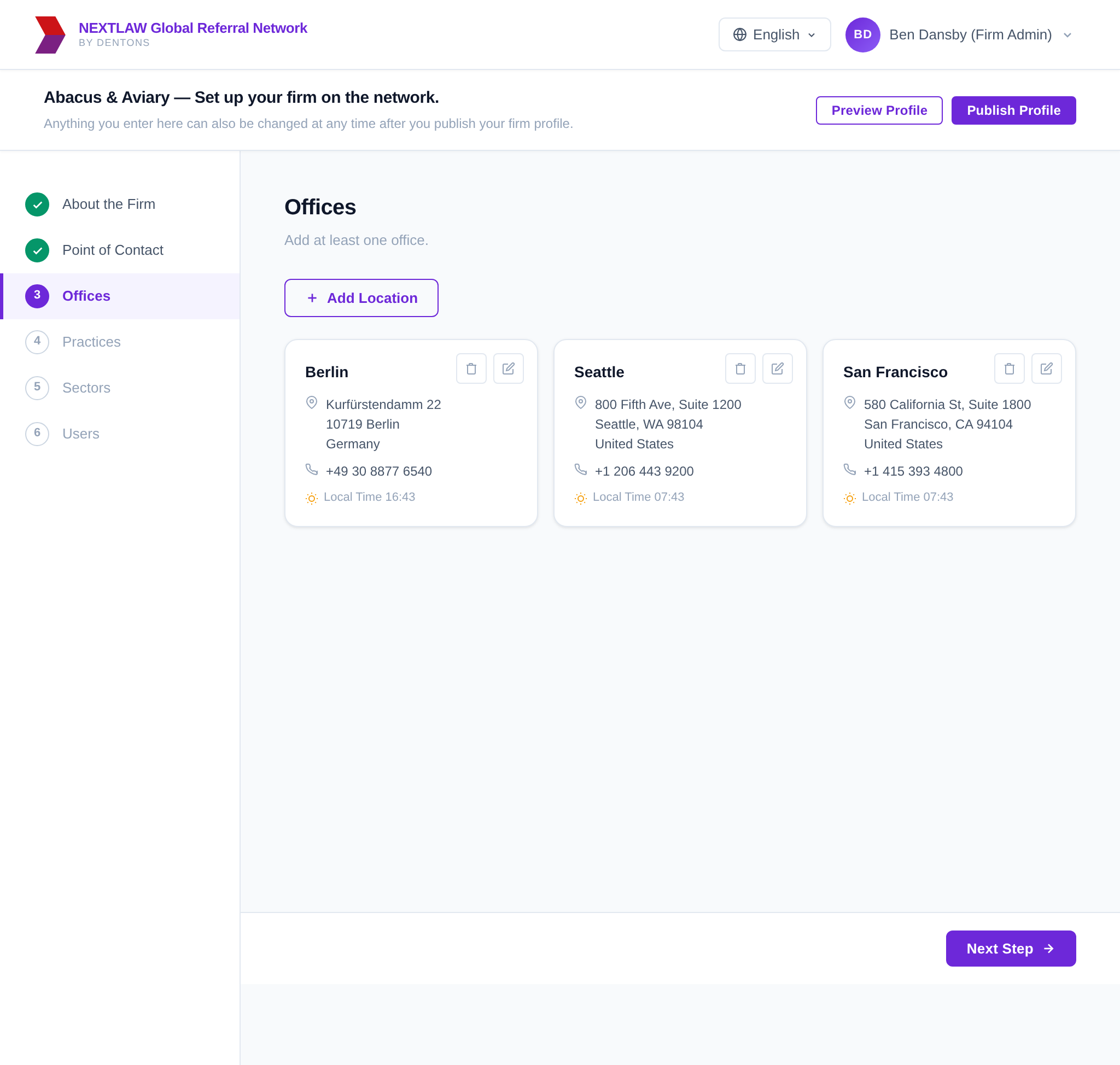 Firm setup offices step